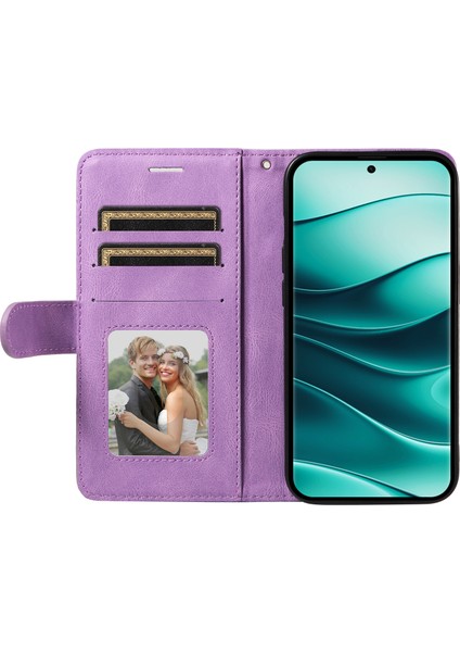 Kt Deri Serisi-1 Xiaomi Redmi Note 14 Pro+ 5G - Note 14 Pro 5G Renk Ekleme Telefon Kılıfı Cüzdan Standı-Açık Mor (Yurt Dışından) fiyatları