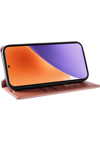 Xiaomi 15 Kılıf Manyetik Kapatma Deri Telefon Kapağı Için Litchi Doku-Gül Altın (Yurt Dışından) modelleri