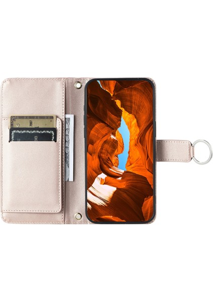 Xiaomi Redmi Için Not 13 4G Crossbody Halka Toka Cüzdan Eşkenar Dörtgen Mobil Kapak-Gül Altın (Yurt Dışından)