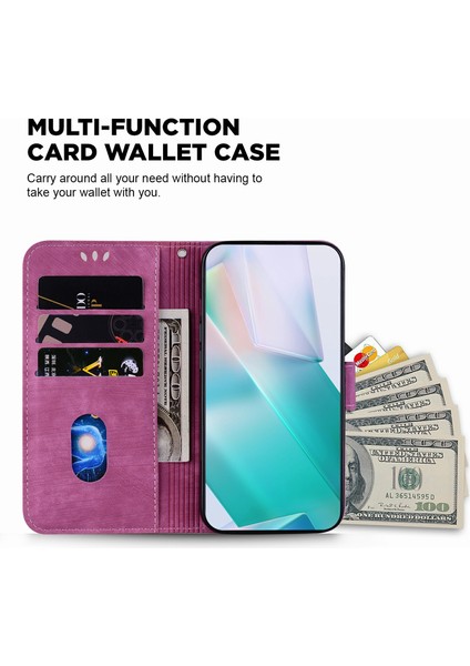 Xiaomi Redmi Için Not 14 5G-14 4G Cüzdan Kılıf Kaplan Baskı Deri Darbeye Dayanıklı Telefon Kapağı-Gül (Yurt Dışından)