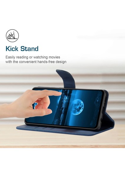 Xiaomi 15 Pro Kılıf Için Pu Deri Flip Telefon Kapağı Cilt Dokunmatik Çizgiler Baskı-Mavi (Yurt Dışından)