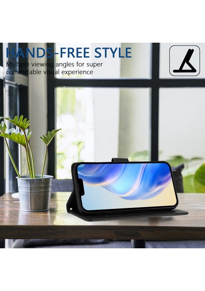 Xiaomi 14T Pro Kılıf Baskılı Petek Rfıd Engelleme Deri Telefon Kılıfı Kayışlı-Siyah (Yurt Dışından) fırsatları