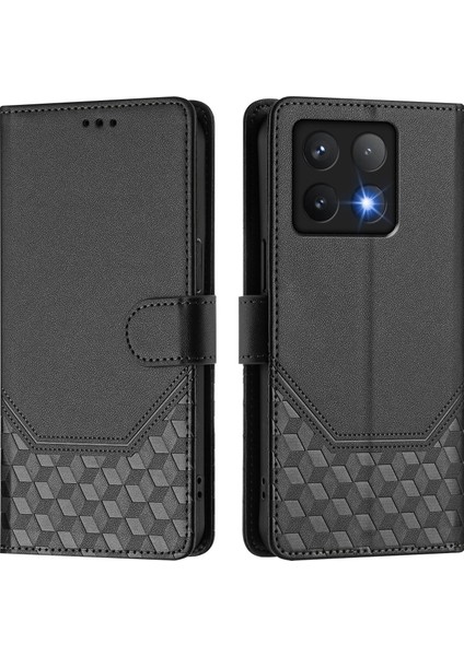 Xiaomi 14T Pro Kılıf Baskılı Petek Rfıd Engelleme Deri Telefon Kılıfı Kayışlı-Siyah (Yurt Dışından) indirimleri