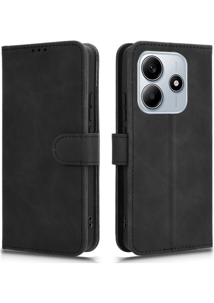 Xiaomi Redmi Note 14 5G-14 4G Cilt Hissi Düşme Önleyici Cüzdan Kapaklı Telefon Kapağı-Siyah Için (Yurt Dışından)