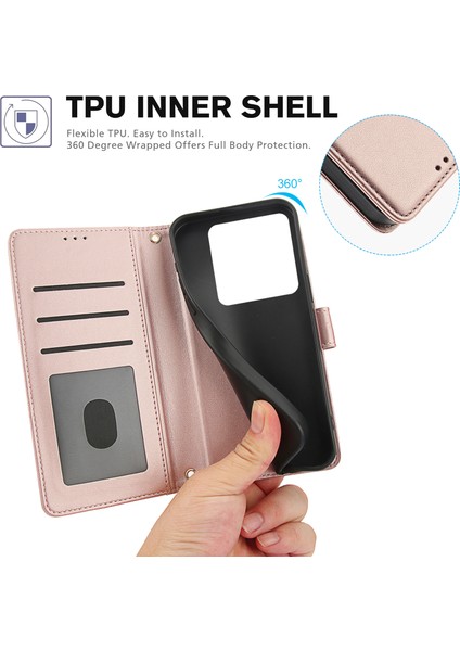 Xiaomi 14T Pro Kılıf Pu Deri Görünümlü Telefon Cüzdan Kılıfı Omuz Askılı-Pembe (Yurt Dışından) fırsatları
