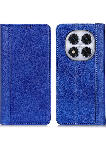 Xiaomi Redmi Note 14 Pro 4G Bölünmüş Deri Litchi Doku Cüzdan Telefon Kapağı-Mavi Için (Yurt Dışından)