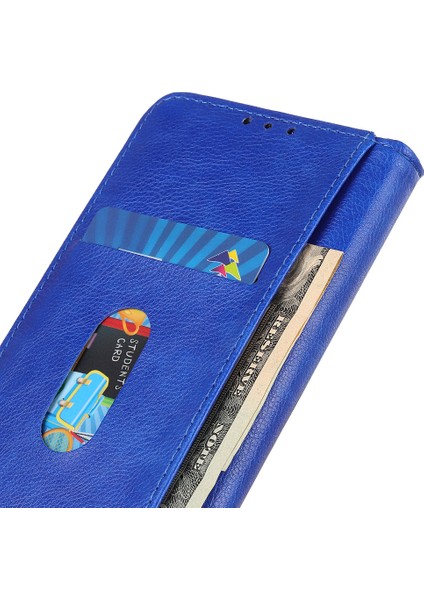Xiaomi Redmi Note 14 Pro 4G Bölünmüş Deri Litchi Doku Cüzdan Telefon Kapağı-Mavi Için (Yurt Dışından)