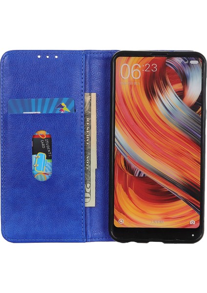 Xiaomi Redmi Note 14 Pro 4G Bölünmüş Deri Litchi Doku Cüzdan Telefon Kapağı-Mavi Için (Yurt Dışından)