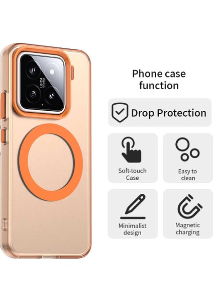 Xiaomi 15 Kılıfı Için Magsafe Pc+Tpu+Pet Anti-Drop Telefon Kapağı İle Uyumlu-Turuncu (Yurt Dışından)