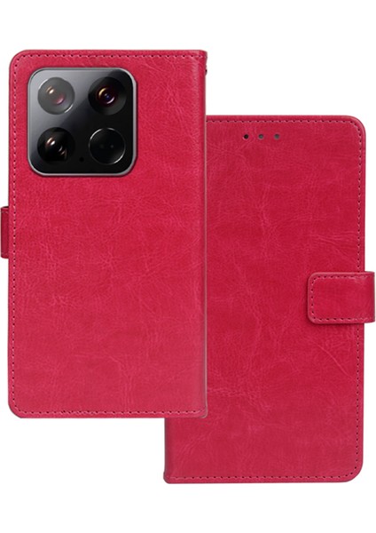 Xiaomi 15 Kılıf Kart Yuvaları Tutucu Deri Telefon Kapağı Crazy Horse Doku-Gül Için (Yurt Dışından)
