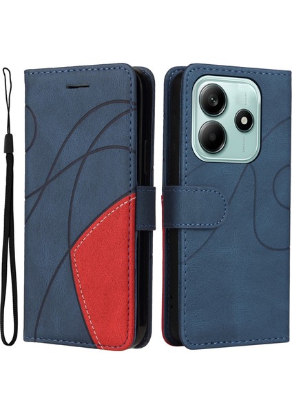 Kt Deri Serisi-1 Xiaomi Redmi Note 14 5G Renk Ekleme Telefon Kılıfı Cüzdan Standı-Mavi (Yurt Dışından)