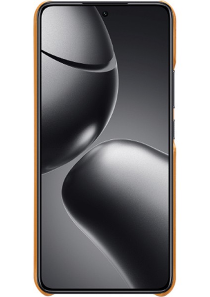 Xiaomi 14T Kılıf Buzağı Dokusu Pu Deri Sert Pc Koruyucu Telefon Kapağı-Turuncu (Yurt Dışından)