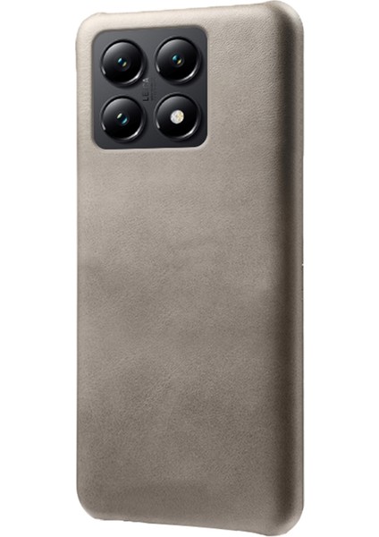 Xiaomi 14T Kılıf Buzağı Dokusu Pu Deri Sert Pc Koruyucu Telefon Kapağı-Gri (Yurt Dışından)