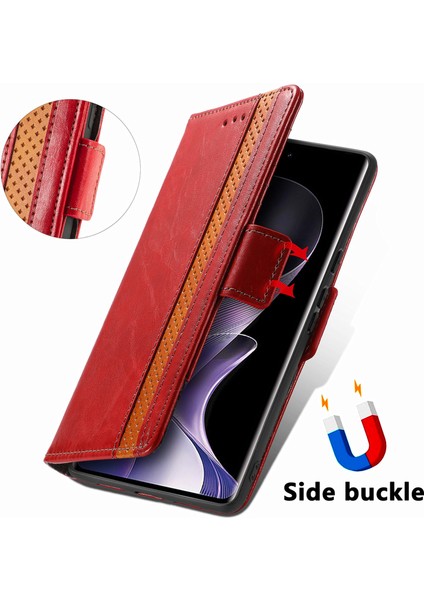 Xiaomi Redmi Note 14 Pro 5G Kılıf Cüzdan Ekleme Pu Deri Kapak-Kırmızı (Yurt Dışından)