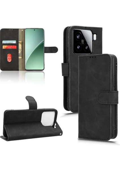 Xiaomi 15 Için Skin-Feel Anti-Drop Cüzdan Kapaklı Telefon Kapağı-Siyah (Yurt Dışından) indirimleri