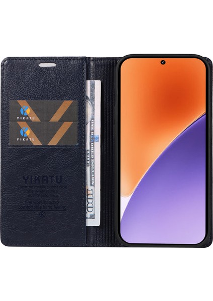 Xiaomi 15 Kılıf Manyetik Kapatma Deri Telefon Kapağı Litchi Doku-Lacivert (Yurt Dışından) fiyatları