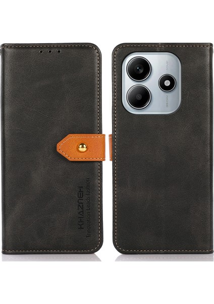 Xiaomi Redmi Note 14 4G Deri Kapak Kılıfı-Siyah (Yurt Dışından)