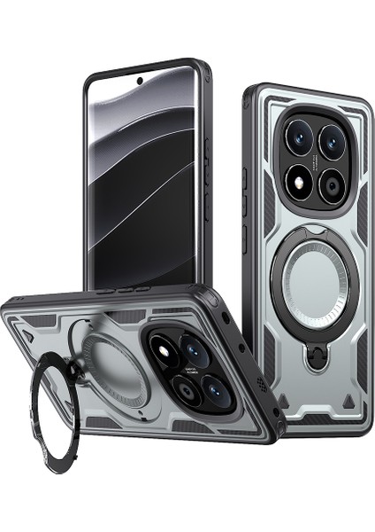 Xiaomi Redmi Note 14 Pro 5G Kılıf Magsafe Askeri Koruma Pc+Tpu Telefon Kapağı İle Uyumlu-Gri (Yurt Dışından)