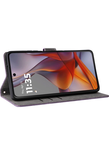 Xiaomi Redmi Note 14 Pro+ 5G-Note 14 Pro 5G Cüzdan Kılıf Rfıd Engelleme Pu Deri Kapak Görünüm-Mor Için (Yurt Dışından)