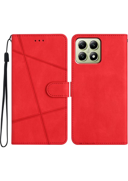 Xiaomi 14T Kılıf Crazy Horse Doku Pu Deri Cüzdan Telefon Kapağı-Kırmızı (Yurt Dışından)