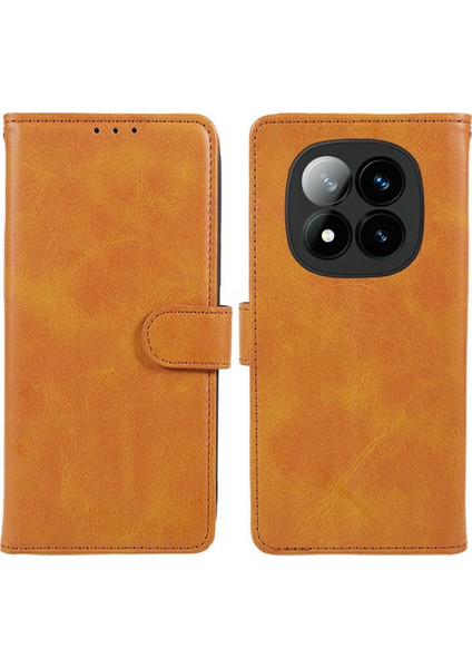 Xiaomi Redmi Note 14 Pro+ 5G Kılıf Pu Deri Cüzdan Koruyucu Telefon Kapağı Buzağı Doku-Haki Için (Yurt Dışından)