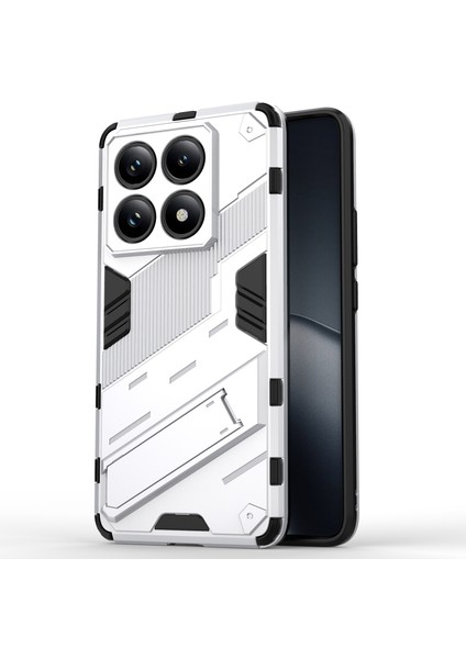 Xiaomi 14T Pro Kılıf Pc+Tpu Standlı Darbeye Dayanıklı Telefon Kılıfı-Beyaz (Yurt Dışından)