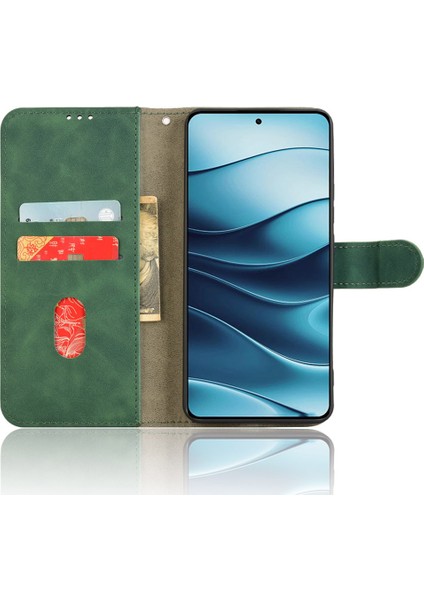 Xiaomi Redmi Note 14 5G-14 4G Için Cilt Hissi Düşme Önleyici Cüzdan Kapaklı Telefon Kapağı-Yeşil (Yurt Dışından) fiyatları