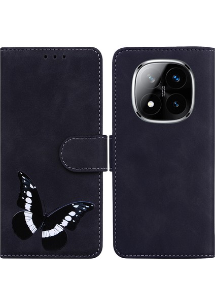 Xiaomi Redmi Note 14 Pro 5G Pu Deri Telefon Kılıfı Baskılı-Siyah (Yurt Dışından)