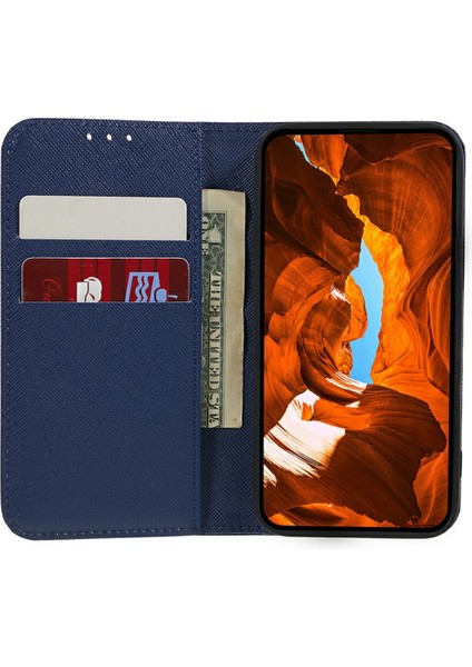 Xiaomi Redmi Note 14 5G Kılıf Çapraz Dokulu Deri Telefon Kapağı Gizli Manyetik-Koyu Mavi (Yurt Dışından) fiyatları