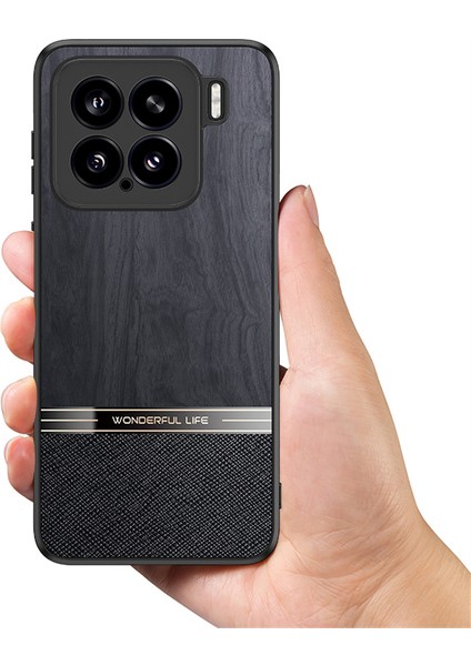 Xiaomi 15 Kılıf Ahşap Doku Deri Kaplamalı Tpu Telefon Koruyucu Kapak-Siyah (Yurt Dışından) indirimleri