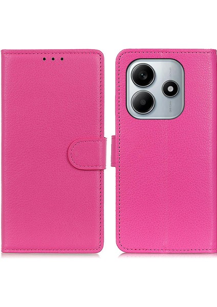 Xiaomi Redmi Note 14 4G Cüzdan Kılıf Pu Deri Telefon Kapağı Litchi Doku-Gül Için (Yurt Dışından)