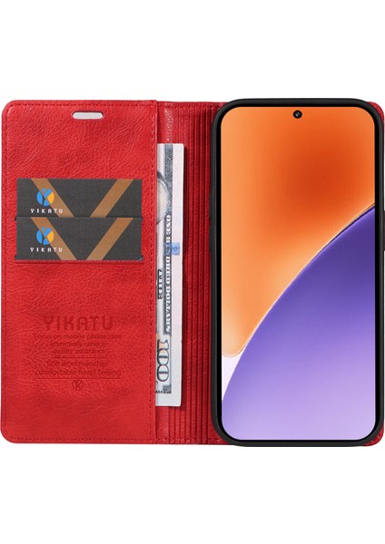 Xiaomi 15 Kılıf Manyetik Kapatma Deri Telefon Kapağı Litchi Doku-Kırmızı Için (Yurt Dışından) fiyatları
