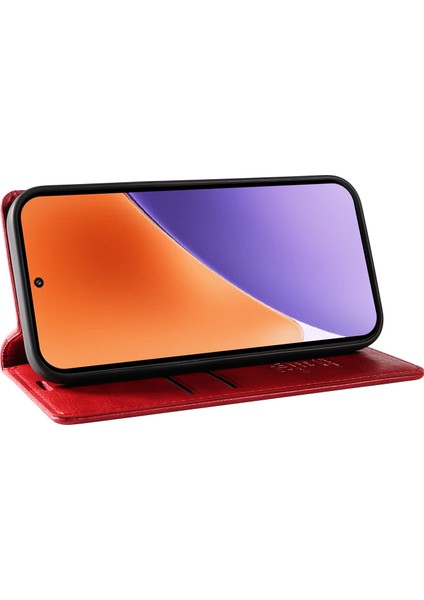 Xiaomi 15 Kılıf Manyetik Kapatma Deri Telefon Kapağı Litchi Doku-Kırmızı Için (Yurt Dışından) modelleri