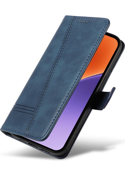 Xiaomi 15 Kılıf Kapaklı Cüzdan T-Şekil Hatları Deri Telefon Kapağı-Mavi Için (Yurt Dışından) indirimleri