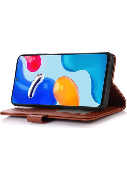Xiaomi Redmi Note 14 Pro 5G Kılıf Sığır Derisi Doku Deri Cüzdan Telefon Kılıfı Stand-Kahverengi Için (Yurt Dışından)