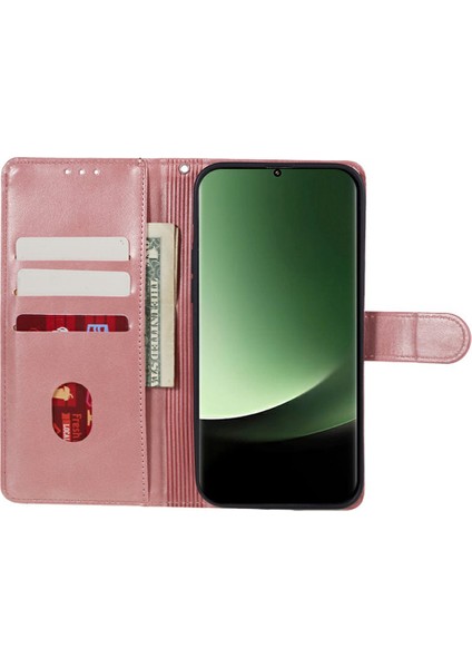 Xiaomi Redmi Note 14 Pro+ 5G Kılıf Pu Deri Cüzdan Koruyucu Telefon Kapağı Buzağı Dokusu-Gül Altın Için (Yurt Dışından) fırsatları