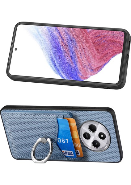 Telefon Kılıfı Xiaomi Redmi 14C 4G-14R 5G-Poco C75 4G Kart Yuvaları İle Arka Kapak Halka Tutucu Standı-Mavi (Yurt Dışından) modelleri