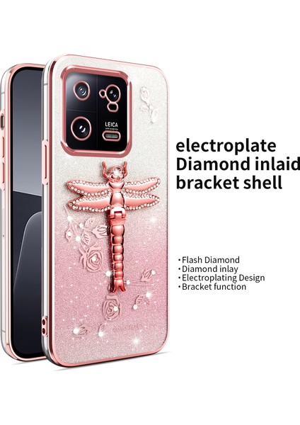 Xiaomi 13 Kılıf Dragonfly Tpu Çiçekler Glitter Telefon Kapağı-Pembe (Yurt Dışından) fırsatları