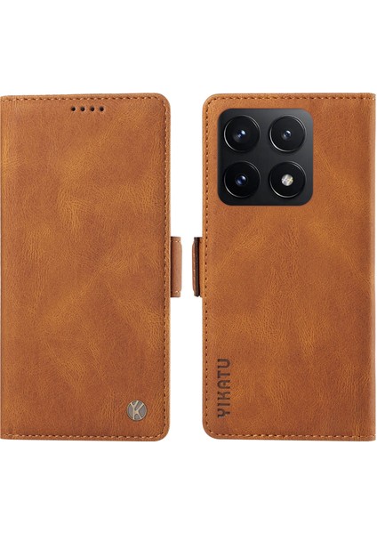 Xiaomi 14T Kılıf Pu Deri Cüzdan Telefon Kapağı Cilt Dokunmatik Duygu-Kahverengi Için (Yurt Dışından)
