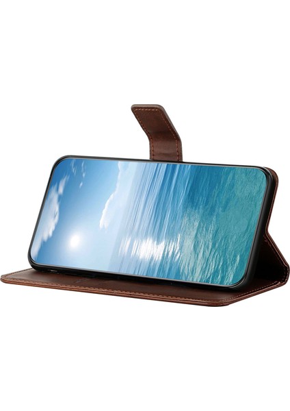 Xiaomi Redmi Note 14 Pro 5G-14 Pro+ 5G Çizgi Desenli Cüzdan Telefon Kapağı-Kahverengi (Yurt Dışından) modelleri