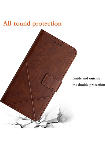 Xiaomi Redmi Note 14 Pro 5G-14 Pro+ 5G Çizgi Desenli Cüzdan Telefon Kapağı-Kahverengi (Yurt Dışından) indirimleri