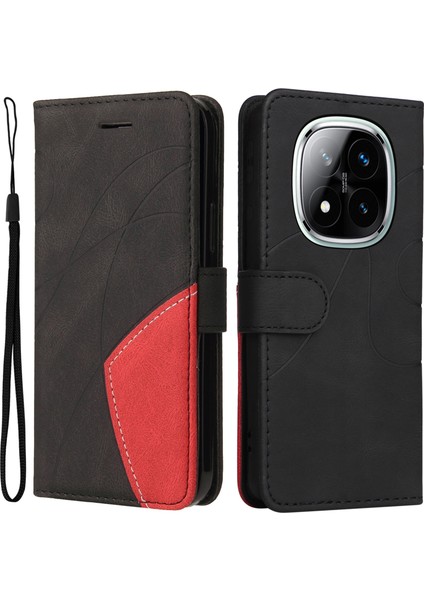 Kt Deri Serisi-1 Xiaomi Redmi Note 14 Pro+ 5G - Note 14 Pro 5G Renk Ekleme Telefon Kılıfı Cüzdan Standı-Siyah (Yurt Dışından)