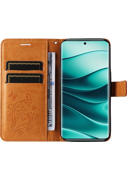 Xiaomi Redmi Note 14 Pro+ 5G - Note 14 Pro 5G Kılıf Deri Telefon Kapağı-Sarı (Yurt Dışından)