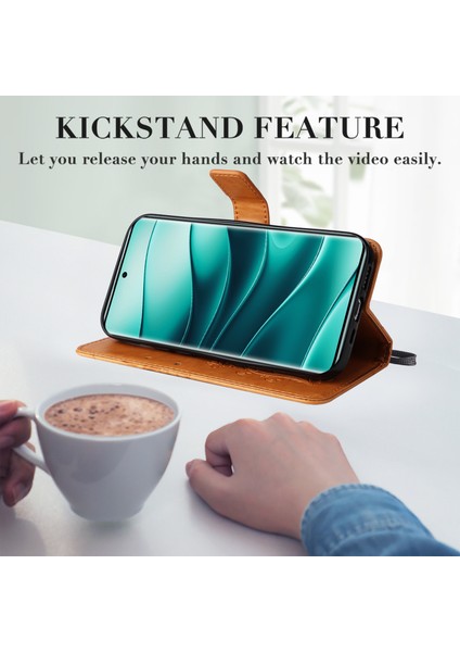 Xiaomi Redmi Note 14 Pro+ 5G - Note 14 Pro 5G Kılıf Deri Telefon Kapağı-Sarı (Yurt Dışından)
