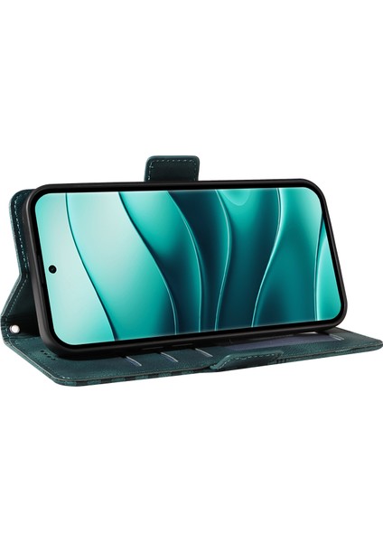 Xiaomi Redmi Için Note 14 Pro+ 5G-Note 14 Pro 5G Kılıf Pu Deri Telefon Kapağı Eşkenar Dörtgen Yıldızlı Baskılı-Yeşil (Yurt Dışından) modelleri