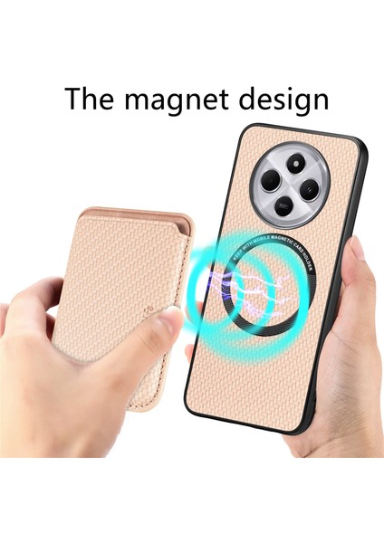 Telefon Kılıfı Xiaomi Redmi 14C 4G-14R 5G-Poco C75 4G Karbon Fiber Deri Arka Kapak İle Çıkarılabilir Kart Çantası-Kayısı (Yurt Dışından) fırsatları