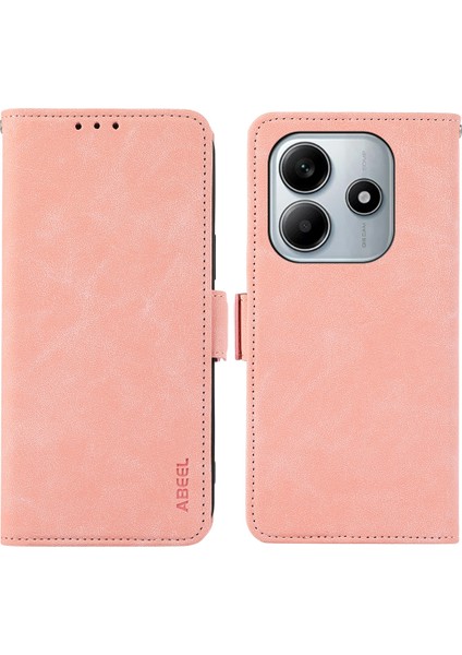 Xiaomi Redmi Note 14 4G Kılıf Pu Deri Folyo Görünümü Rfıd Engelleme Telefon Kapağı-Pembe (Yurt Dışından)