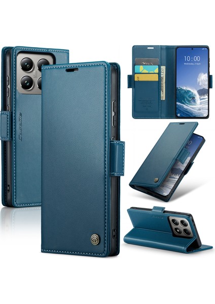 Xiaomi 14T Kılıf Caseme 023 Serisi Rfıd Engelleme Parlak Telefon Kapağı-Mavi (Yurt Dışından)