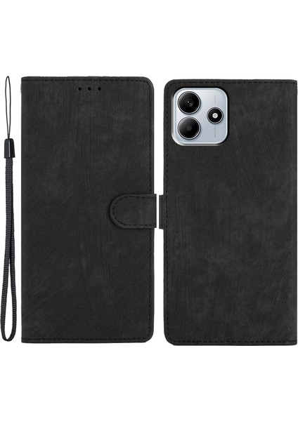 Xiaomi Redmi Note 14 5G Kılıfı Kart Pıhtıları İle Cilt Dokunuşu Pu Deri Telefon Kapağı Standı-Siyah (Yurt Dışından)