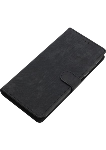Xiaomi Redmi Note 14 5G Kılıfı Kart Pıhtıları İle Cilt Dokunuşu Pu Deri Telefon Kapağı Standı-Siyah (Yurt Dışından)